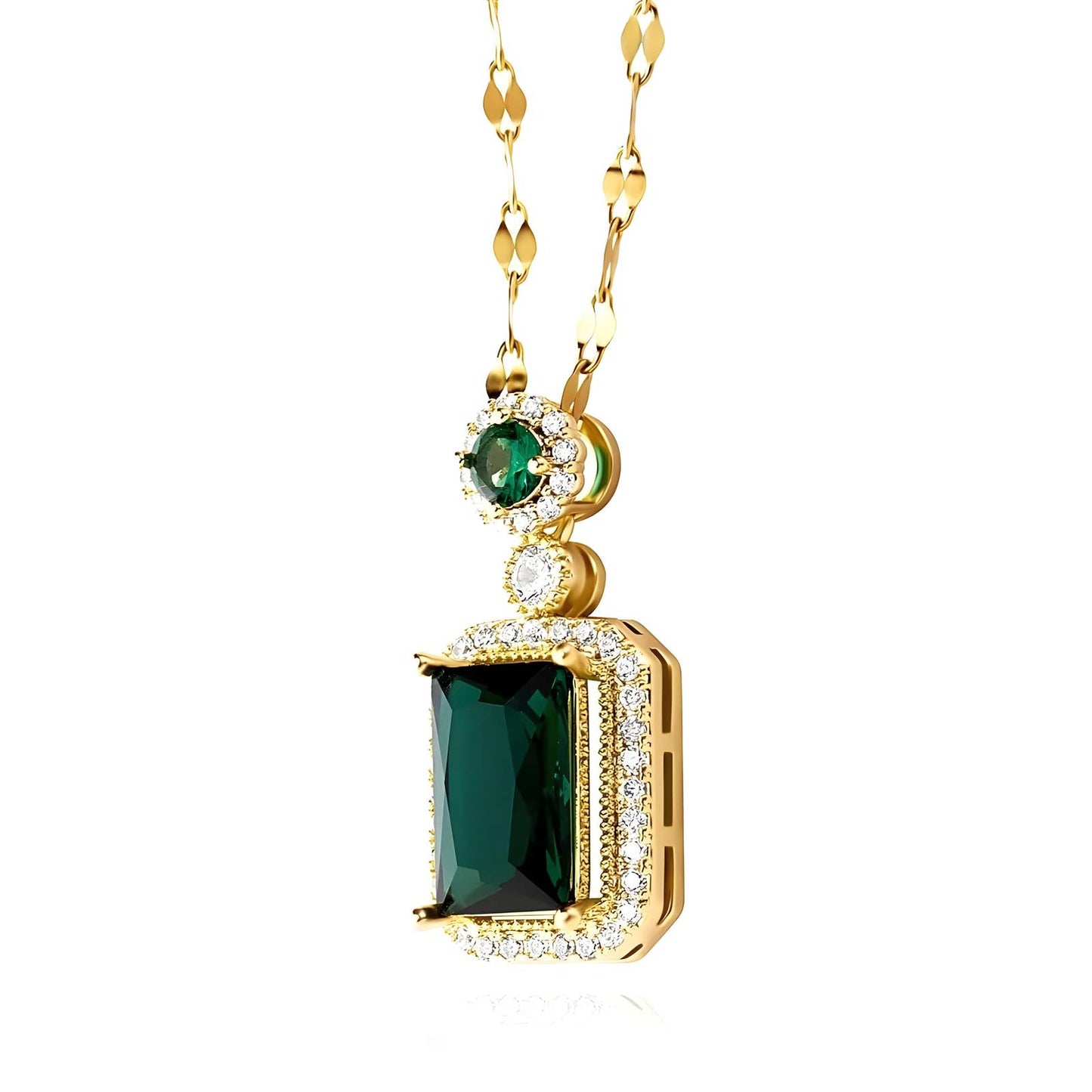 EMERALD NECKLACE (18K Gold Plated Steel)